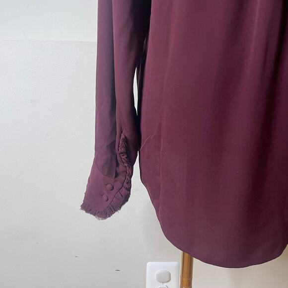 Theory Burgundy Button-Up Blouse Size M – Elegant & Versatile - Picture 5 of 6